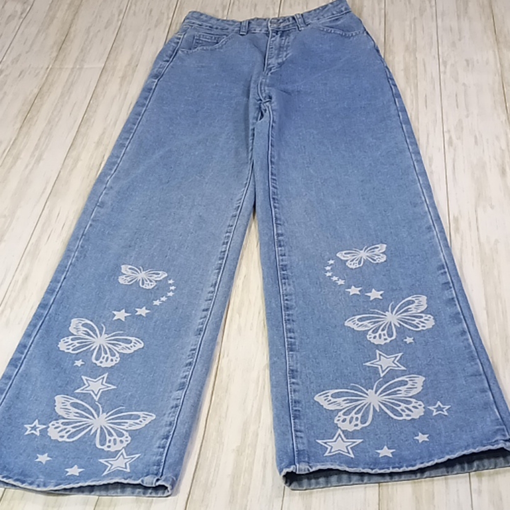 SHEIN High-Rise Wide Leg Lite Blue Jeans Size 2